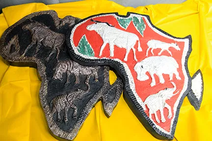 African Safari Painted Brass & Wood