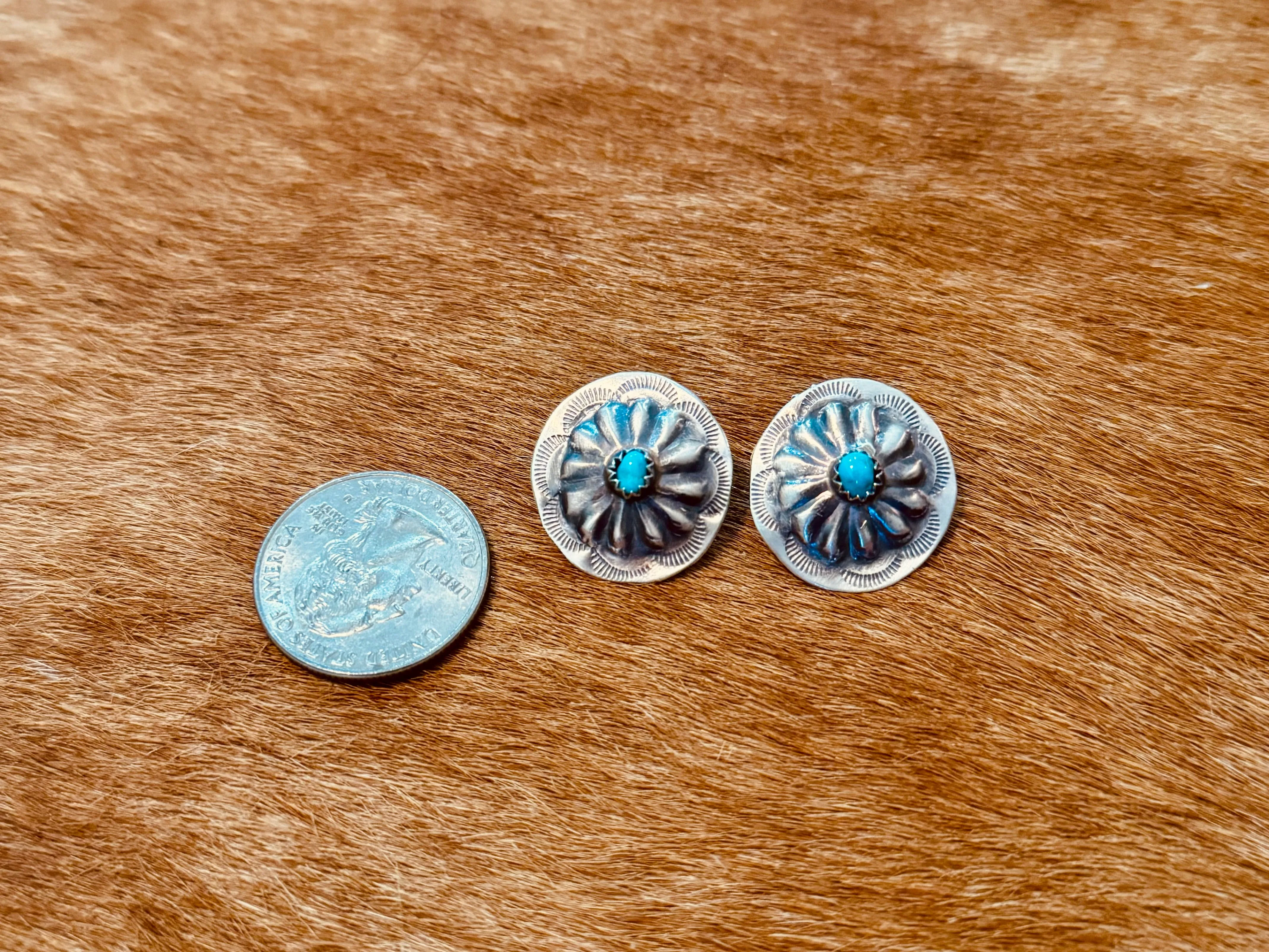 Authentic Concho Earrings with Kingman Turquoise
