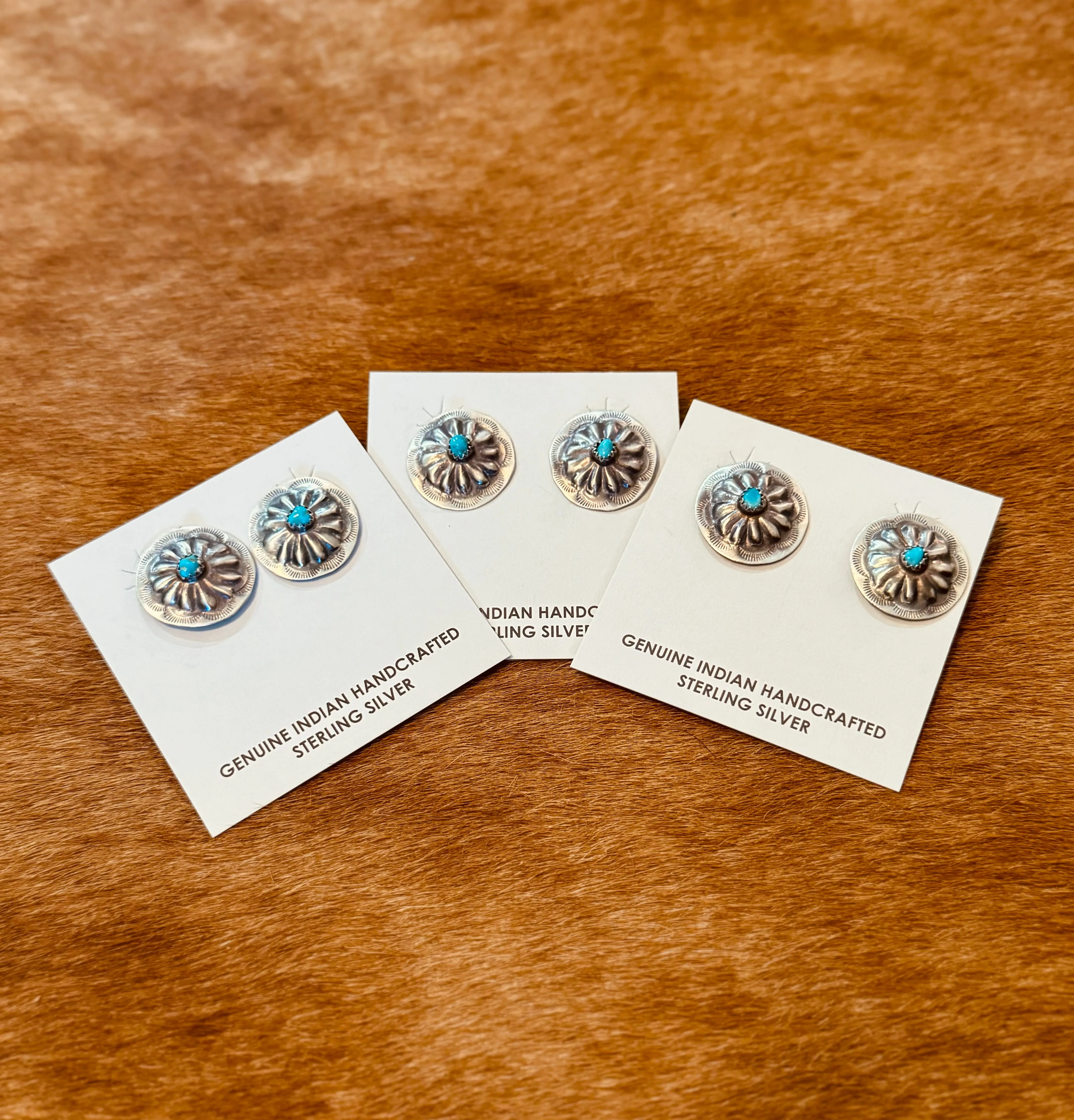 Authentic Concho Earrings with Kingman Turquoise