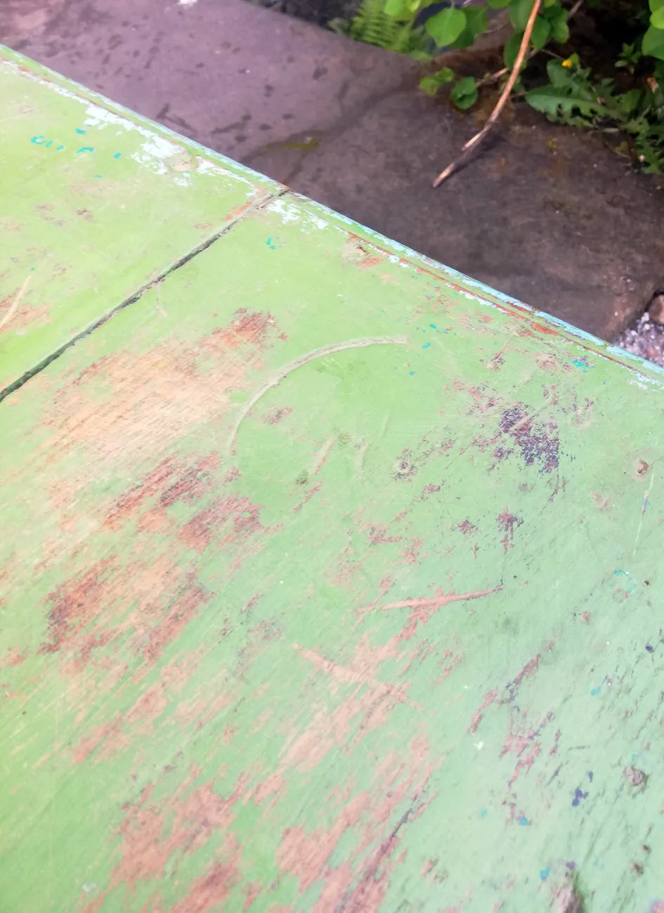 Beautiful antique teak 1920's original painted coffee table