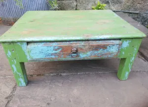 Beautiful antique teak 1920's original painted coffee table