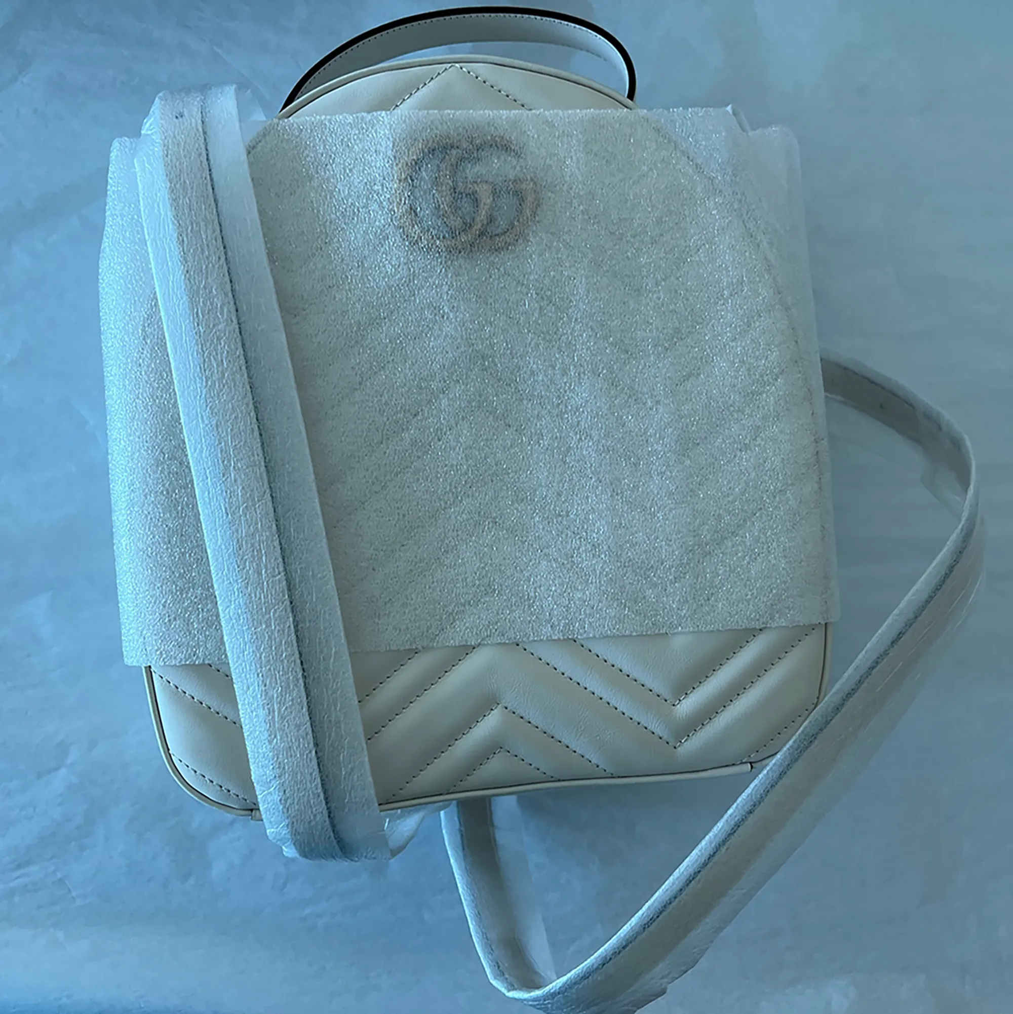 Gucci GG Marmont White Mystic Backpack Authentic Leather Italy Shoulder Bag NEW