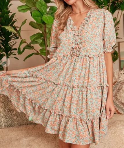 Hailey Babydoll Floral Printed Dress