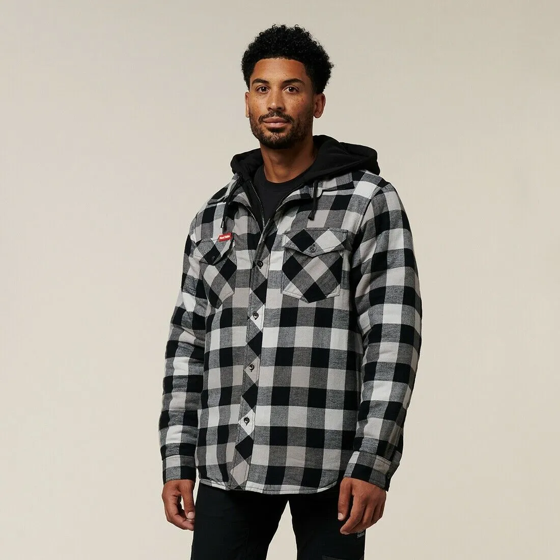 Hard Yakka Mens Quilted Shacket Winter Thick Shirt Fleece Hoodie Jacket Y06690