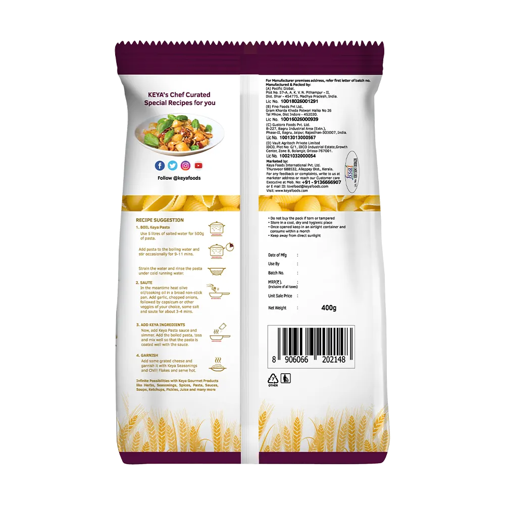 Keya 100% Durum Wheat Shell Pasta, 400g