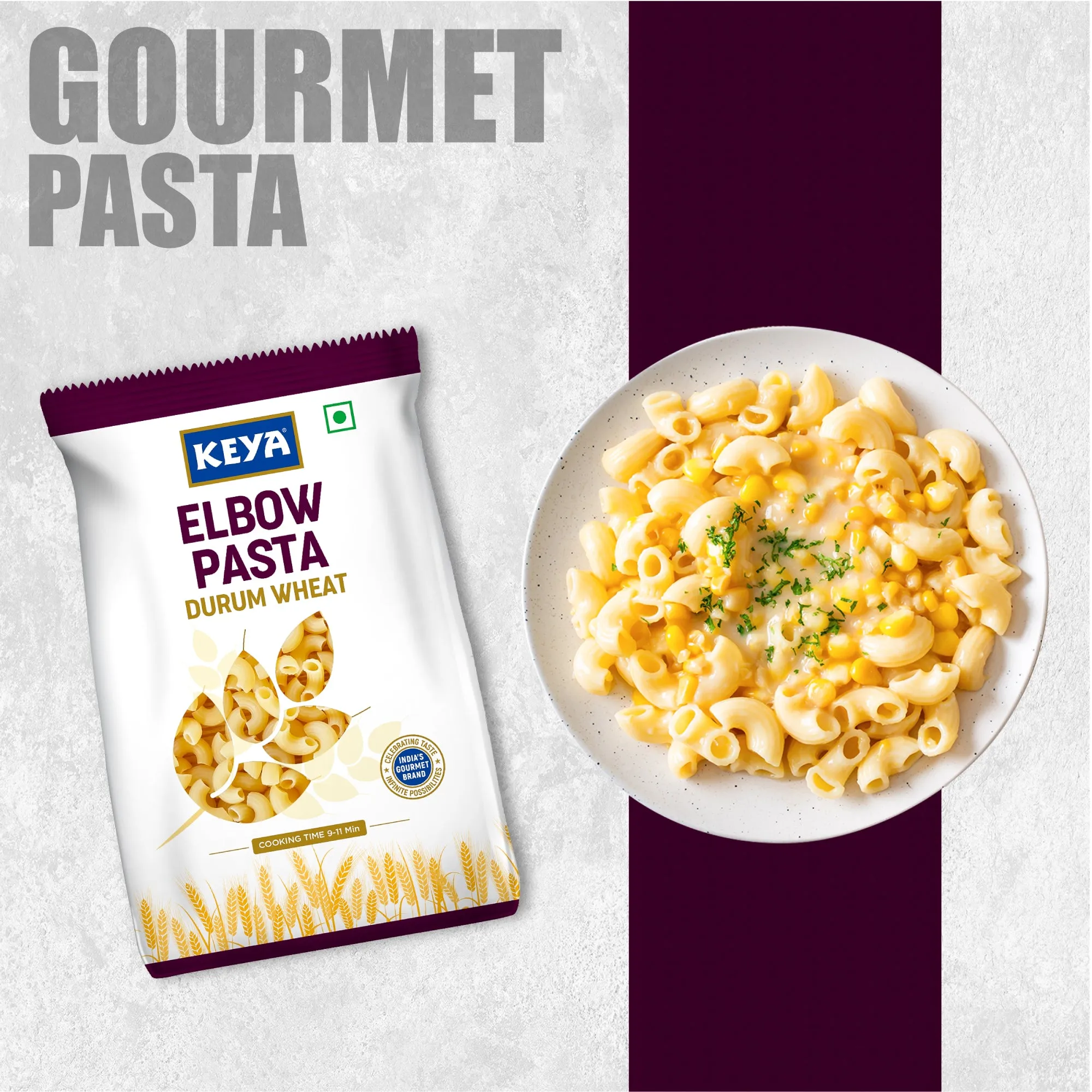 Keya No Maida 100% Durum Wheat Elbow Pasta, 400gm, Pack 2Keya No Maida 100% Durum Wheat Elbow Pasta, 400gm, Pack 2