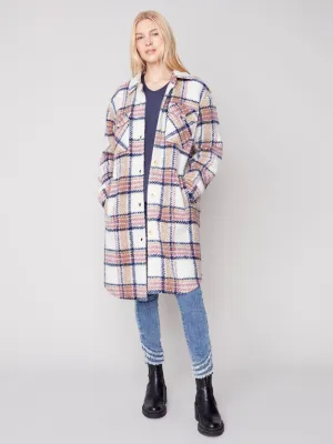 Long Boiled Wool Shirt Jacket - Raspberry