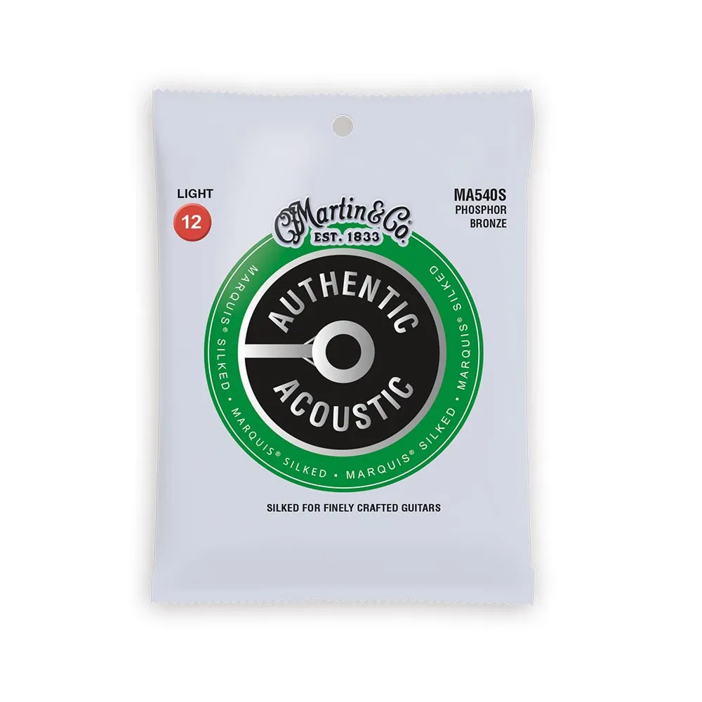 Martin Authentic Acoustic Marquis Silked Guitar Strings, .12-.54 Light, Phosphor Bronze