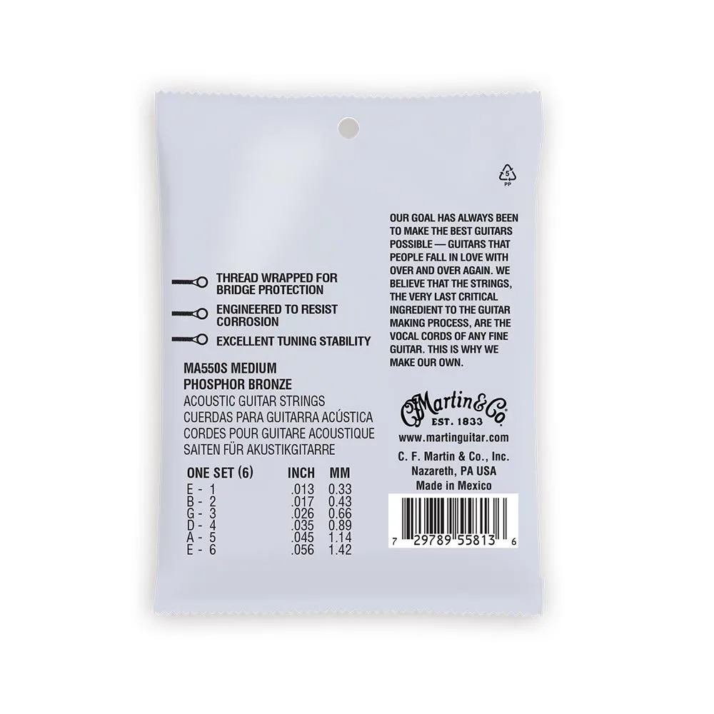 Martin Authentic Acoustic Marquis Silked Guitar Strings, 13-56 Medium, Phosphor Bronze